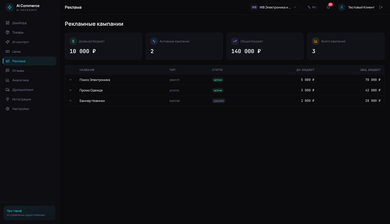 Управление рекламой